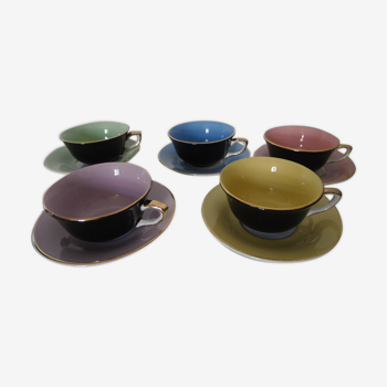 Set of 5 cups and saucers