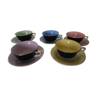 Set of 5 cups and saucers