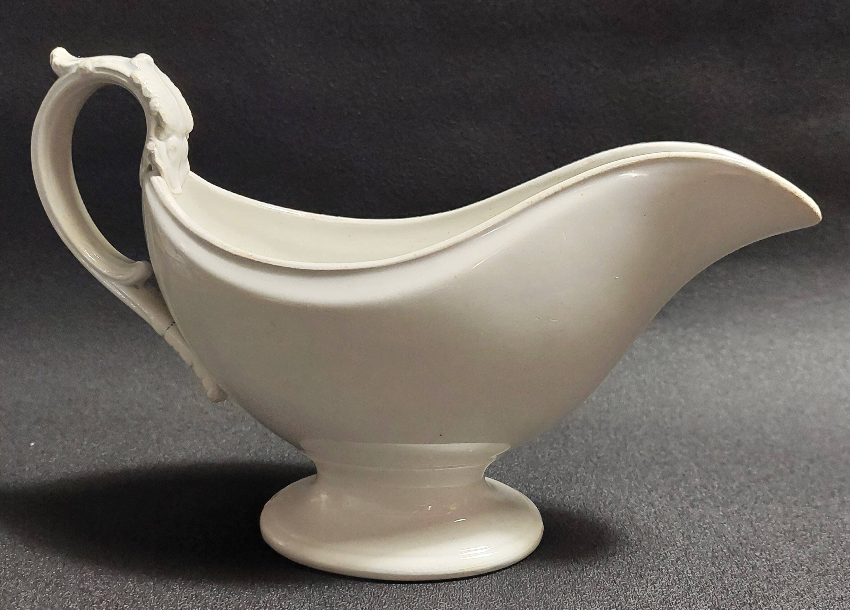 White iron earth sauce boat from Creil and Montereau, late 19th century