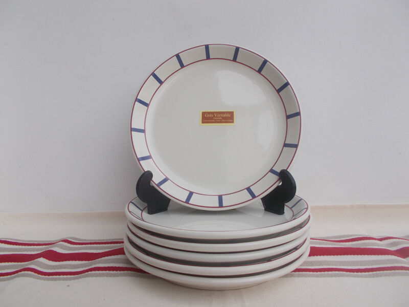 18 blue and red basque plates in gres