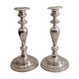 Pair of silver bronze torches, XIXth