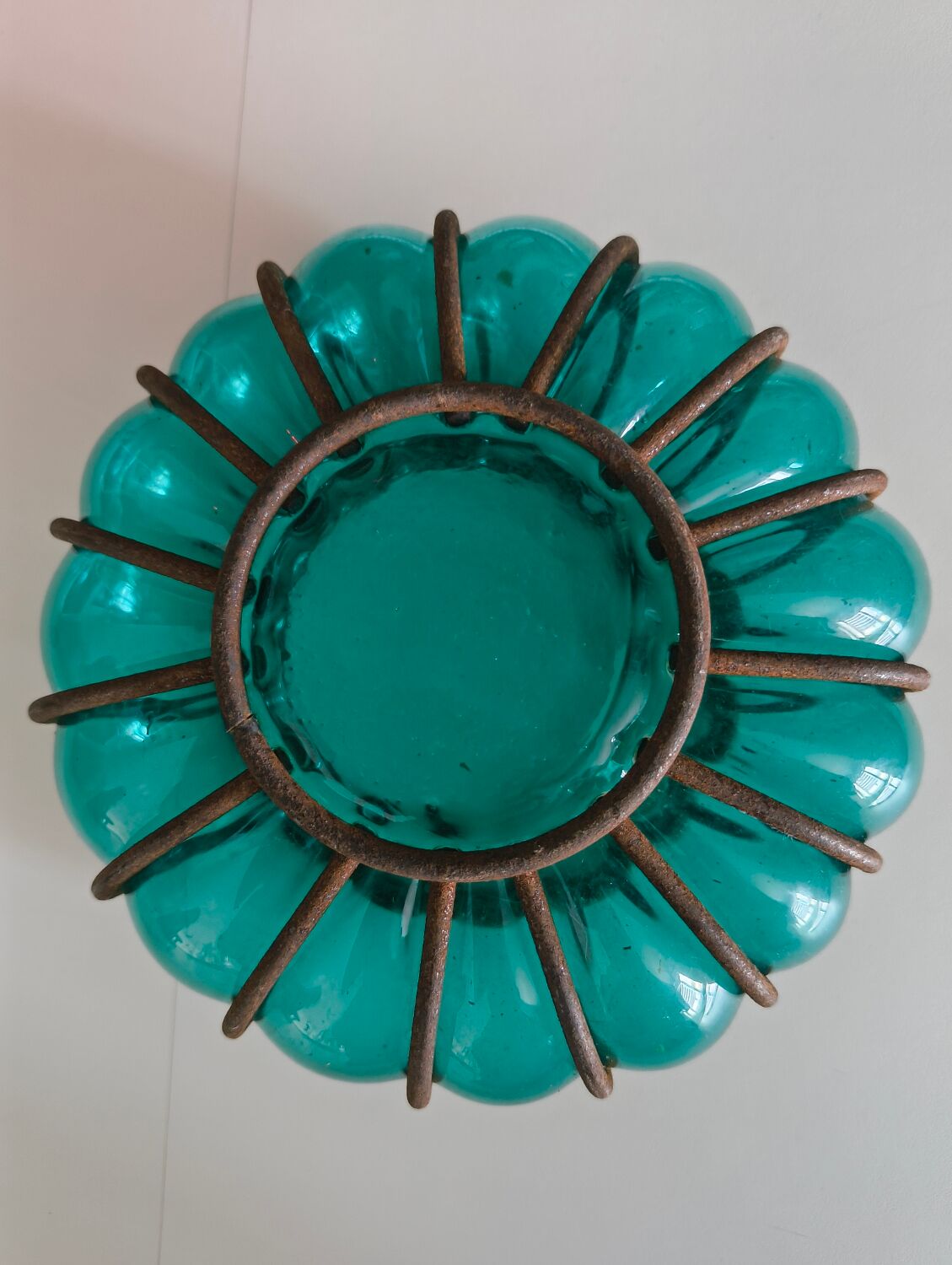 Vintage green blown glass lantern – bohemian spirit – Pier Import