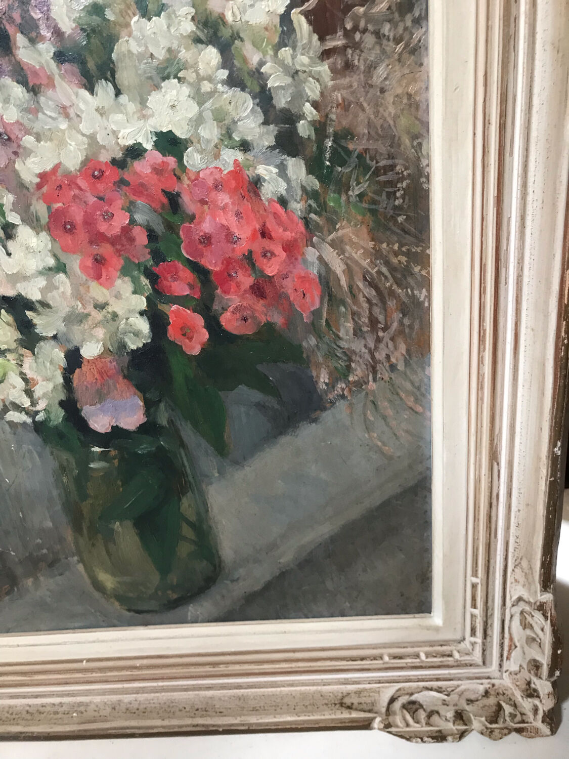 Bouquet of flowers oil on cardboard