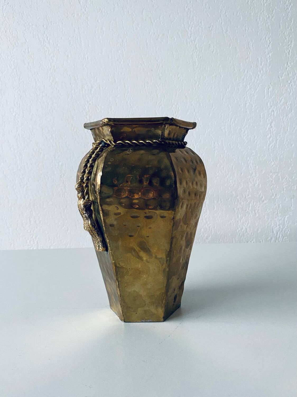 Indian hexagonal brass vase