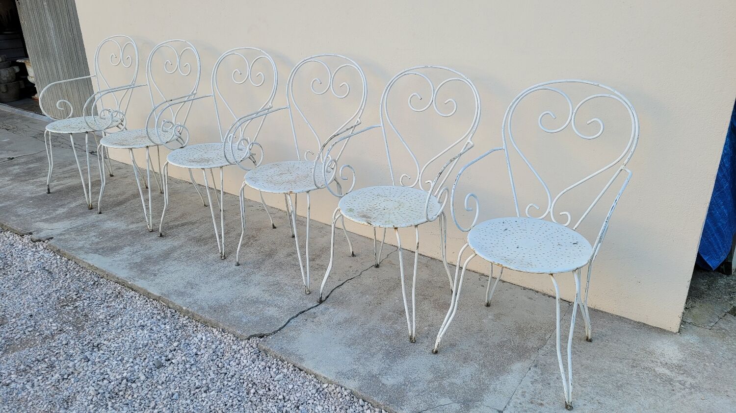 Salon de jardin série de 6 fauteuils en fer de jardin