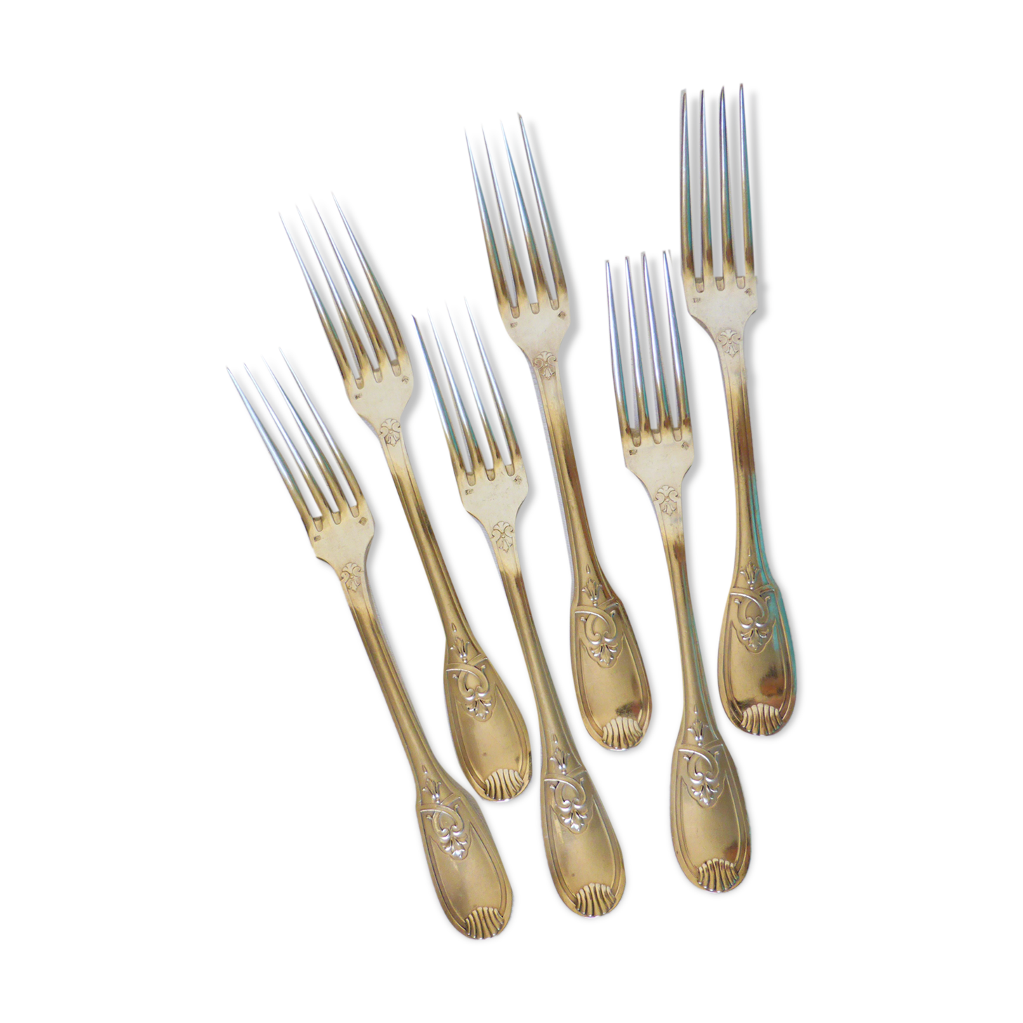 6 vintage silver metal forks punched 2106158