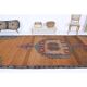 1970s Vintage Turkish Oushak Handmade Wool Cotton Brown Runner Rug 178x448