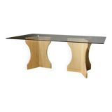 Travertine and glass dining table