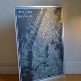 Map of New York & Brooklyn, silkscreen print on metal plate, 70 x 49 cm