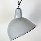 Industrial Grey Enamel Factory Pendant Lamp, 1960s