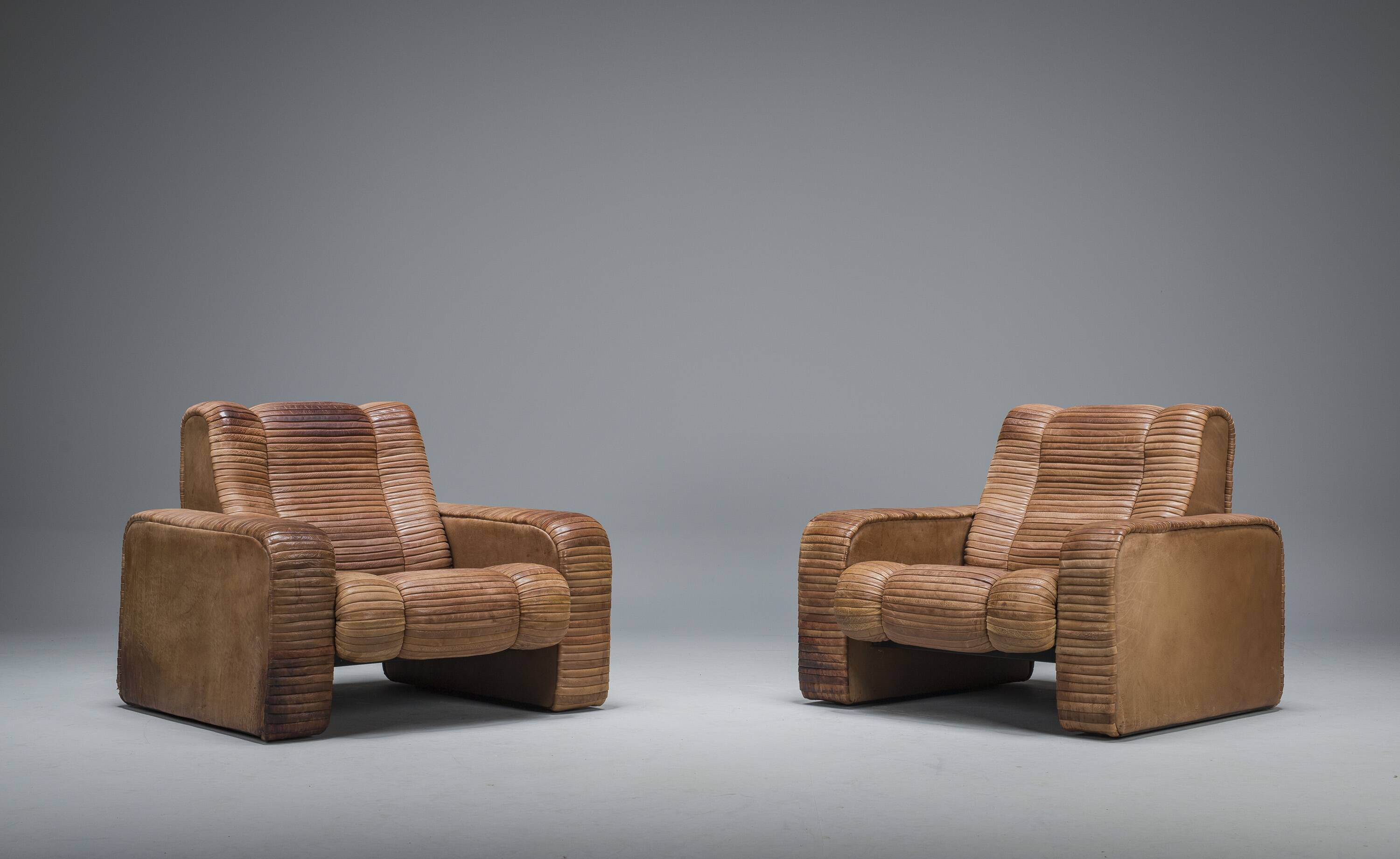 Set of Armchairs in Patchwork Leather by Ernst Lüthy for De Sede
