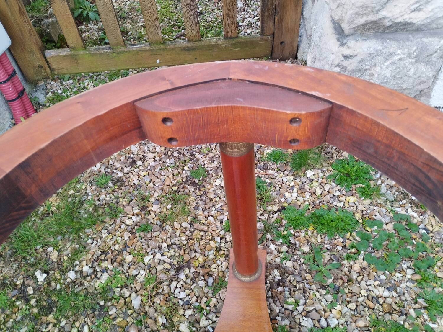 Empire style pedestal table with marble top