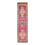 3x11 Vintage Pink & Brown Turkish Runner Rug, 87x339Cm