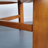 Square coffee table in wood and smoked glass