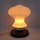 Glass lamp with wooden base, 70s Art Deco vintage space age