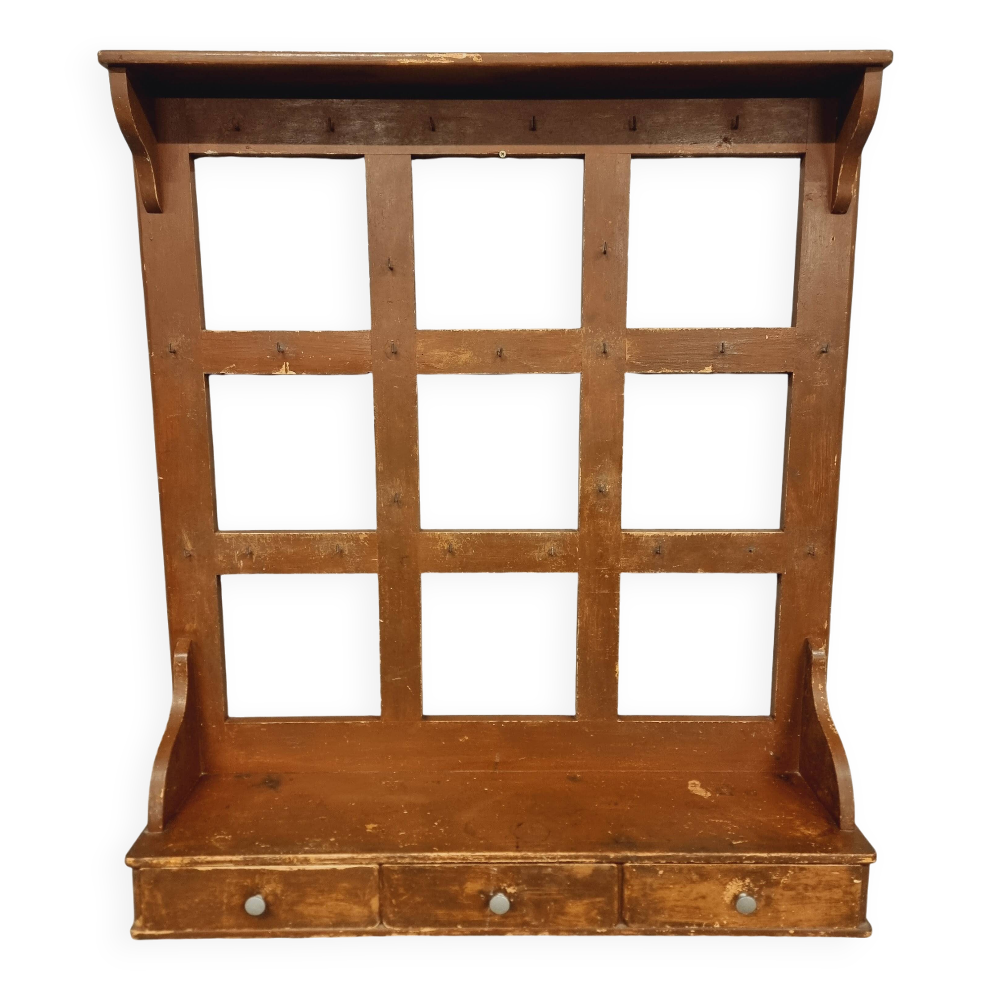 French vintage wall-mounted kitchen shelf 110x123cm