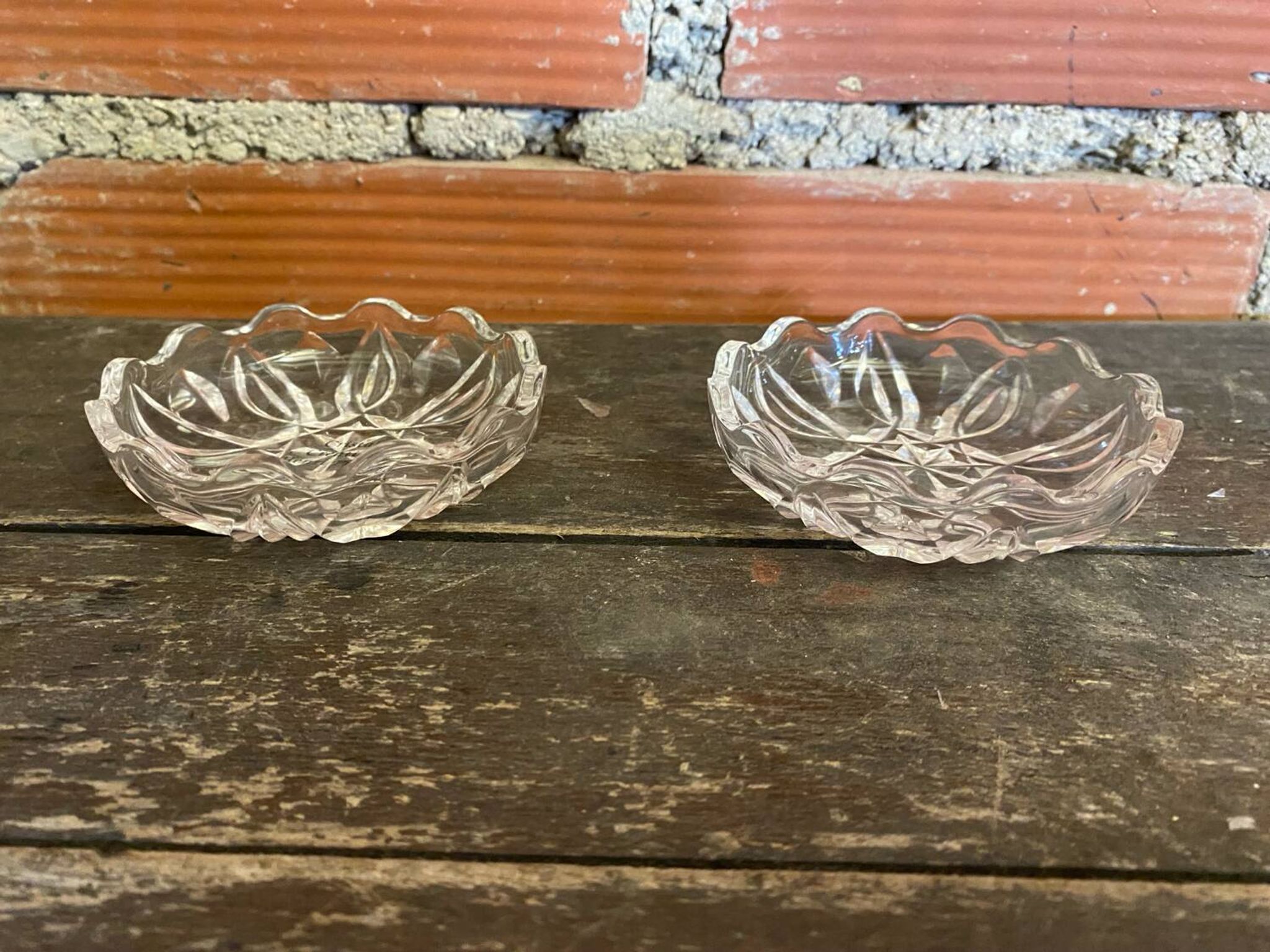 Pair of Antique Saleron Crystal Henri Piubello Salt and Pepper Shakers Vintage