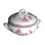 Soupière en terre de fer rose Fontanges Sarreguemines