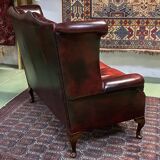 2-seater leather Chesterfield wingback sofa from the 80s