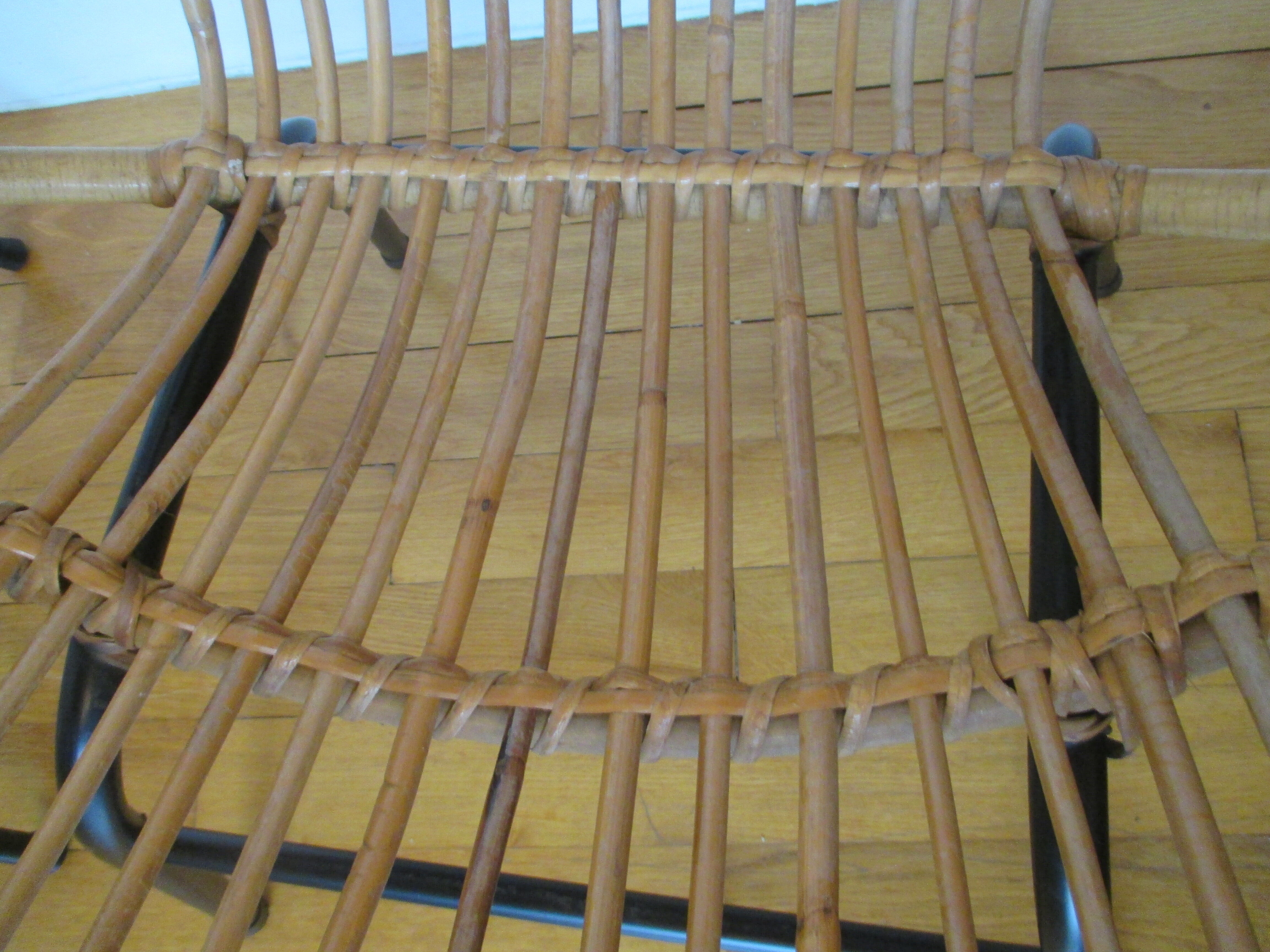 Shell armchairs in rattan and metal year 60