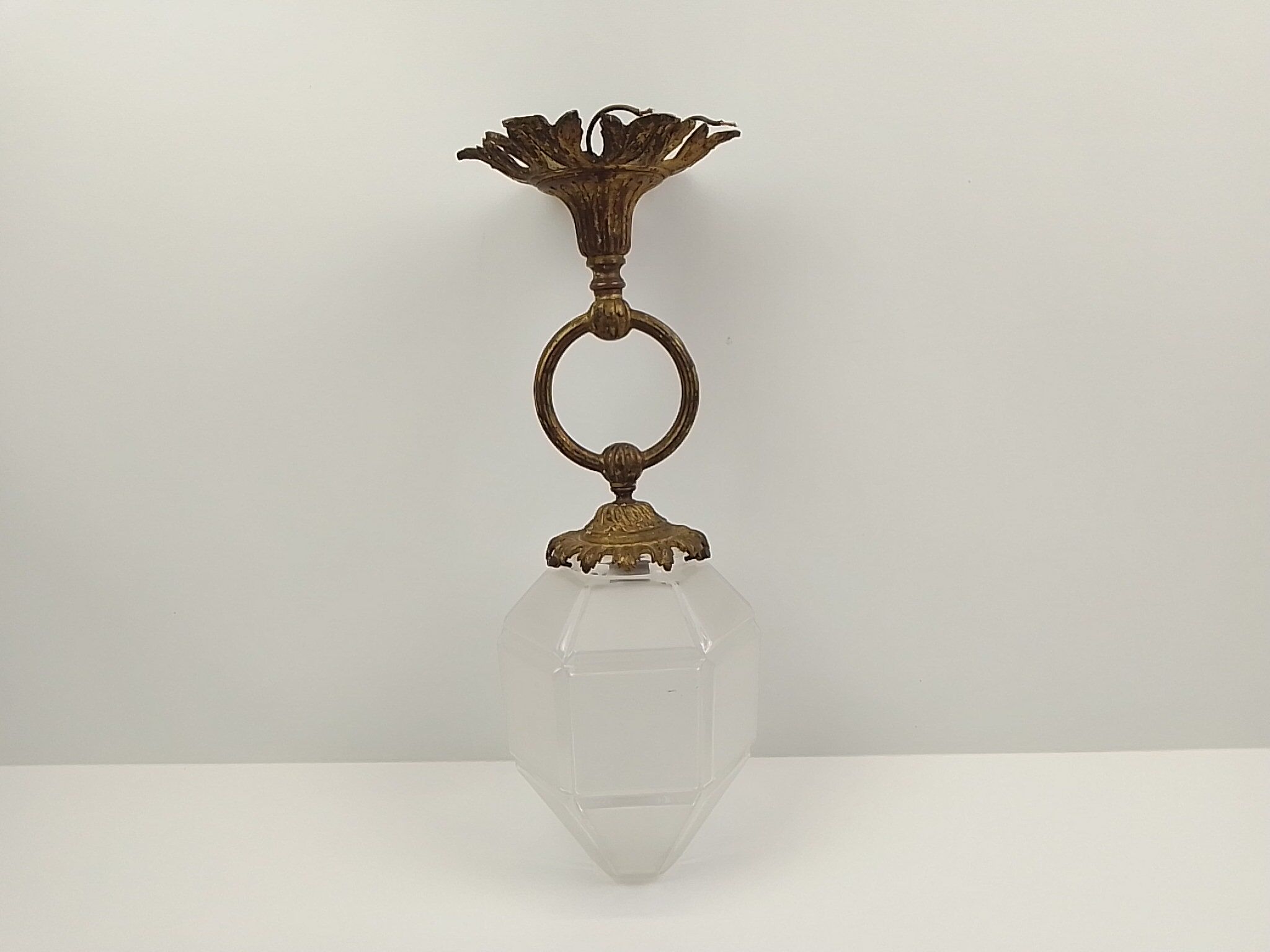 Vintage chandelier in brass and glass