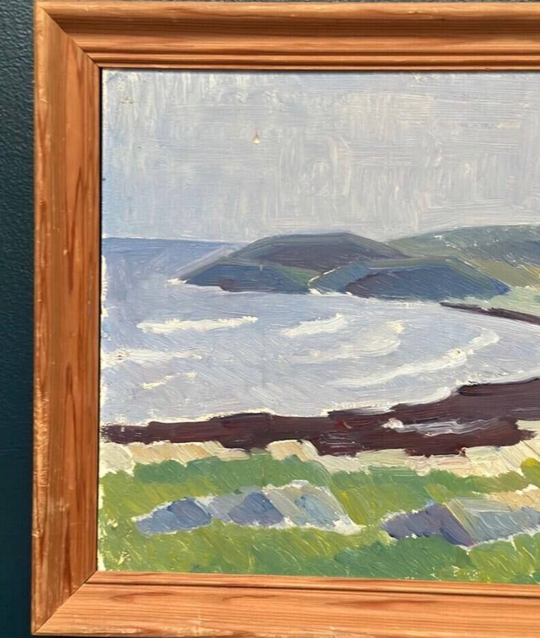 Original Swedish Oil on Panel – “Coastal Landscape” by Curt Rydell – Signed – Vintage & Framed – 33 × 40 cm (13" × 15.7")