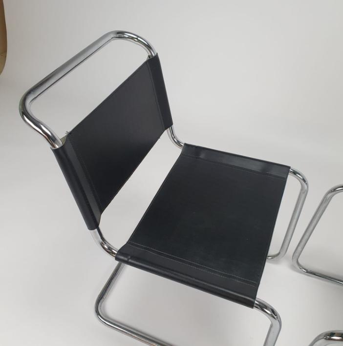 Set of 2  Bauhaus Tubular and Leather Cantilever chairs, 1970s