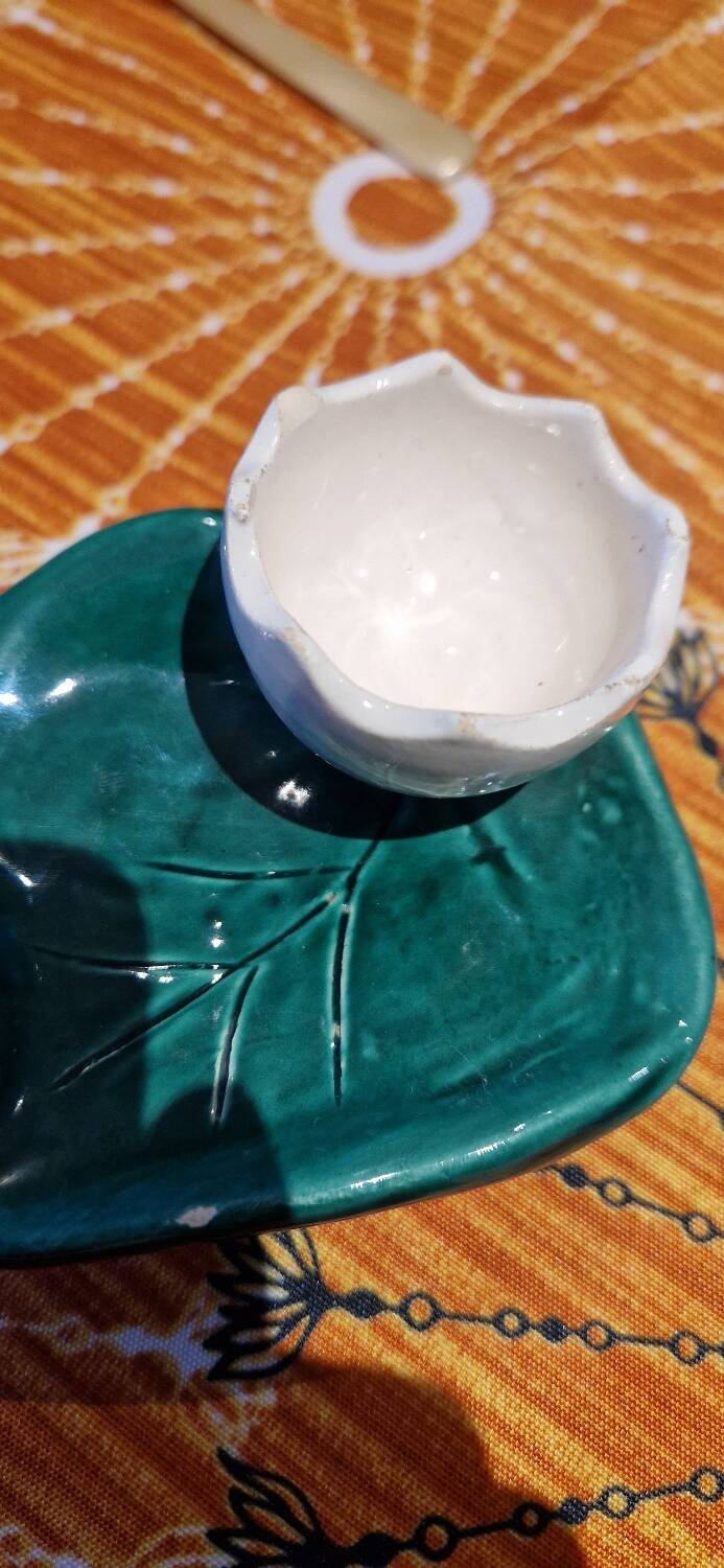 Tortoiseshell egg cup and spoons