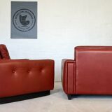 Vintage danish mid century cognac leather lounge chairs 1970,s