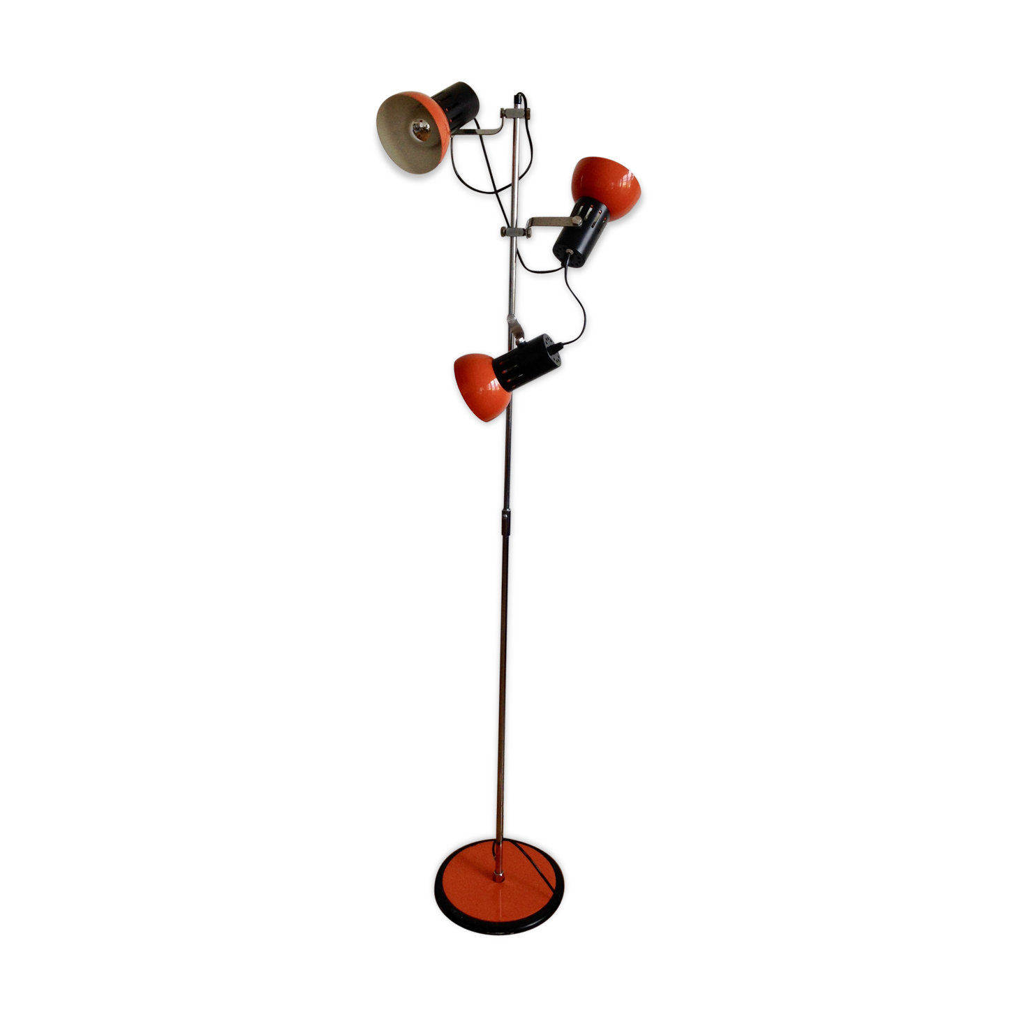 Floor lamp 3 spots orange 1970