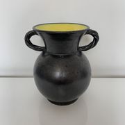 Vase with handles black yellow vintage
