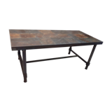 Natural stone coffee table and wrought iron frame from the 70s