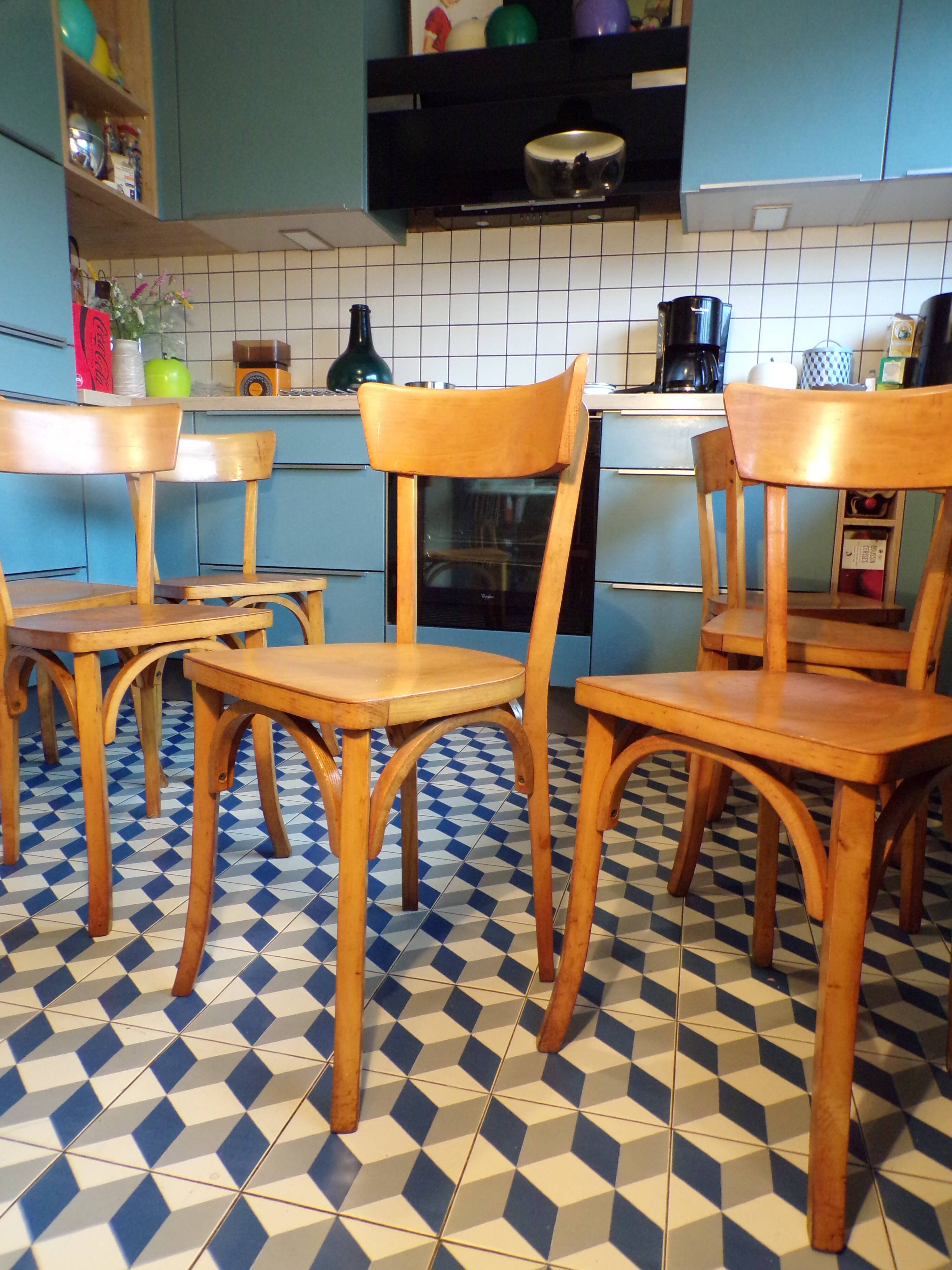 Set of 7 vintage bistro chairs