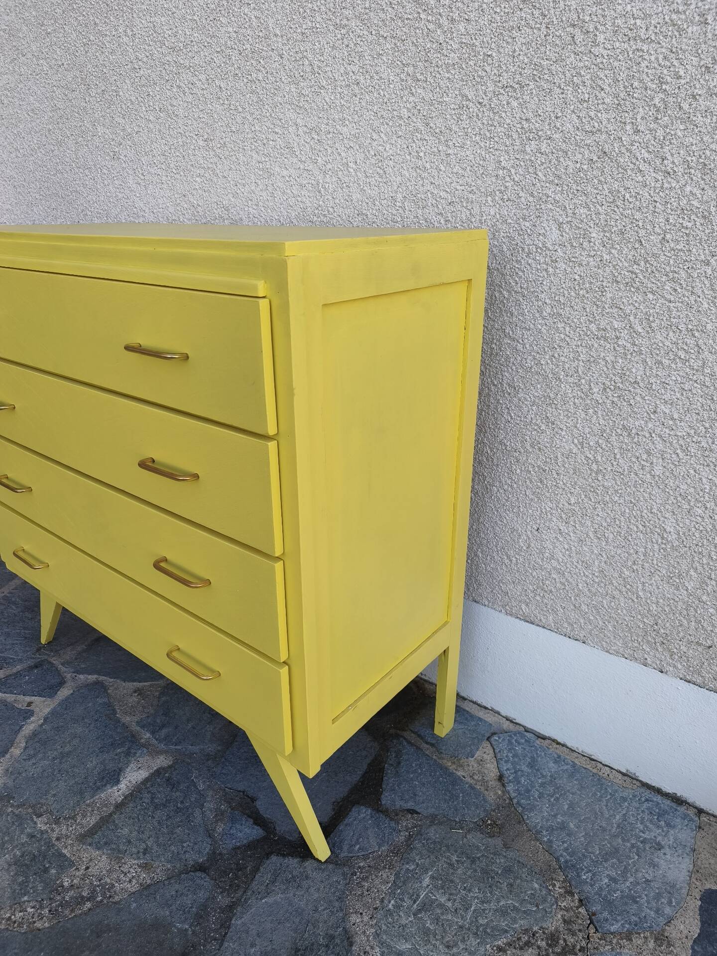 Vintage Scandinavian yellow chest of drawers