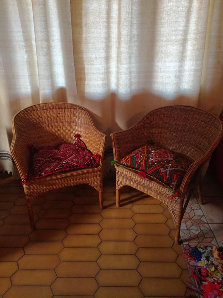 Pair of rattan armchairs