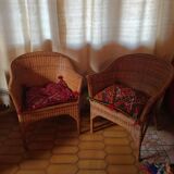 Pair of rattan armchairs