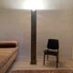 Totem column floor lamp in glass and vintage brass