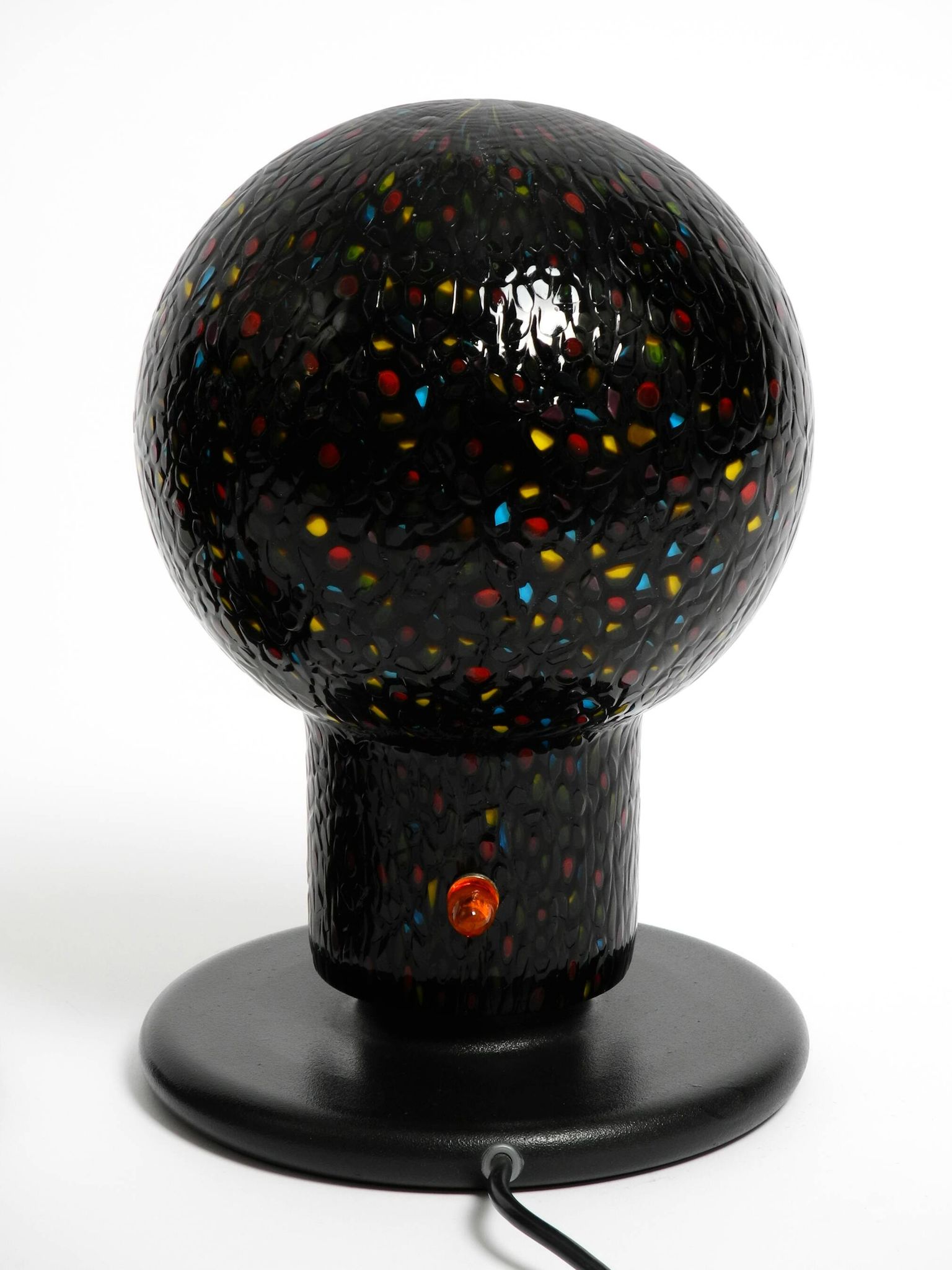 Pair of large 1980s Italian table lamps made of colorful multi-layer Murano