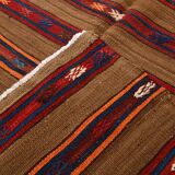 Pinstriped Pattern Red Brown Vintage Kilim Rug, 154x246Cm