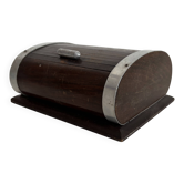Porte-cigarettes vintage 1960 distributeur bois métal doré - 16 x 13 cm