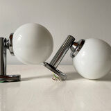 Pair of opaline globe sconces