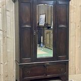 English oak wardrobe from the beginning of the 20th century - Dismantable into 3 parts