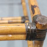 Vintage bamboo coffee table with smoked glass top