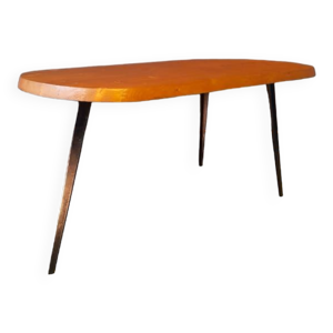 Table tripode en pin et acier vers