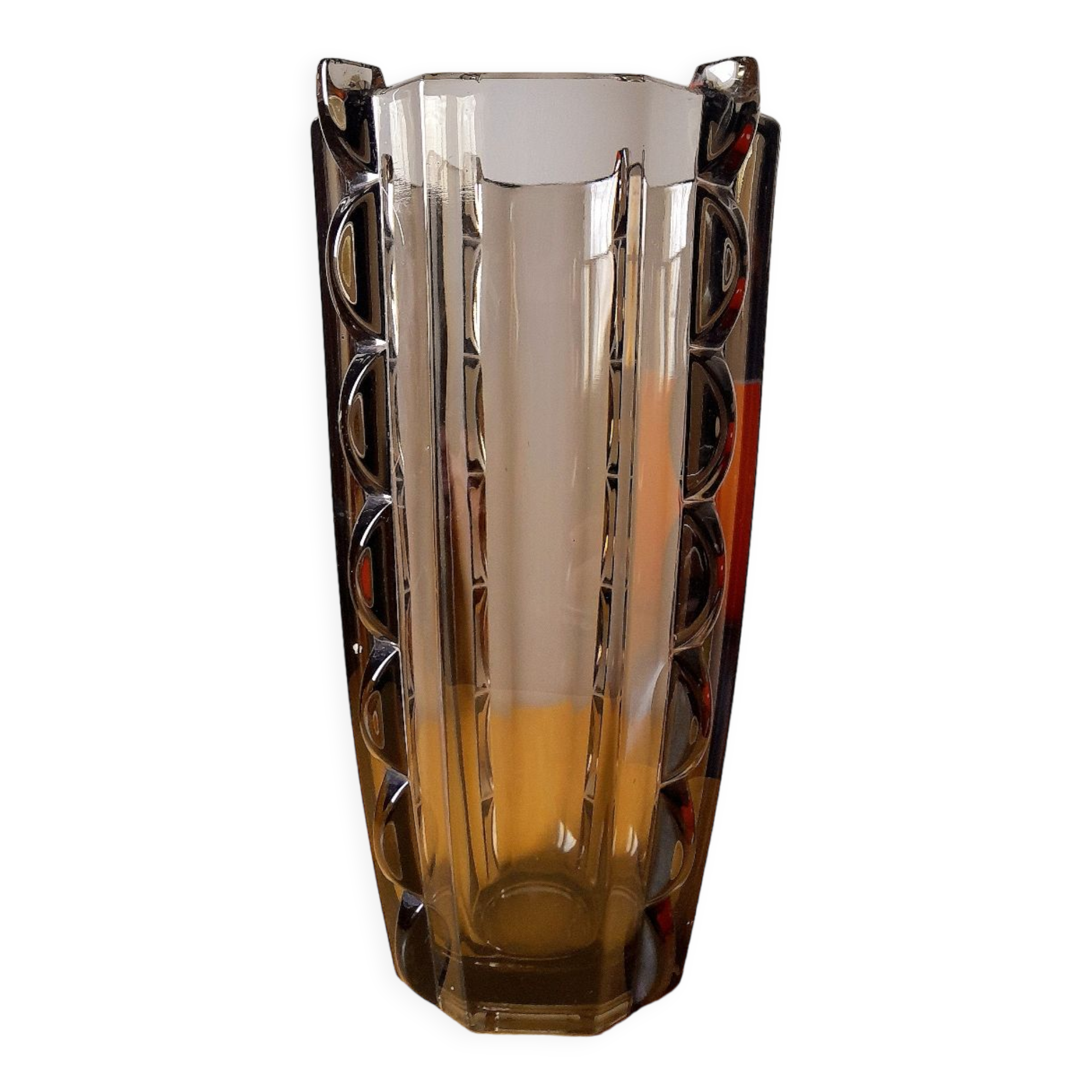 Art deco vase in smoked glass