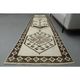1970s Vintage Turkish Handmade Wool & Cotton Beige Runner Rug 89x320