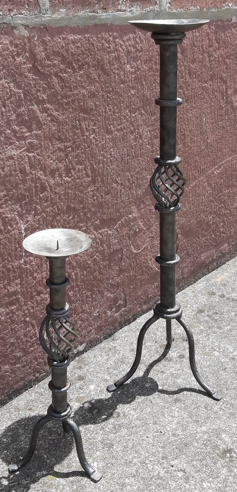 Candle holder or wrought iron candlestick (height 72 cm)