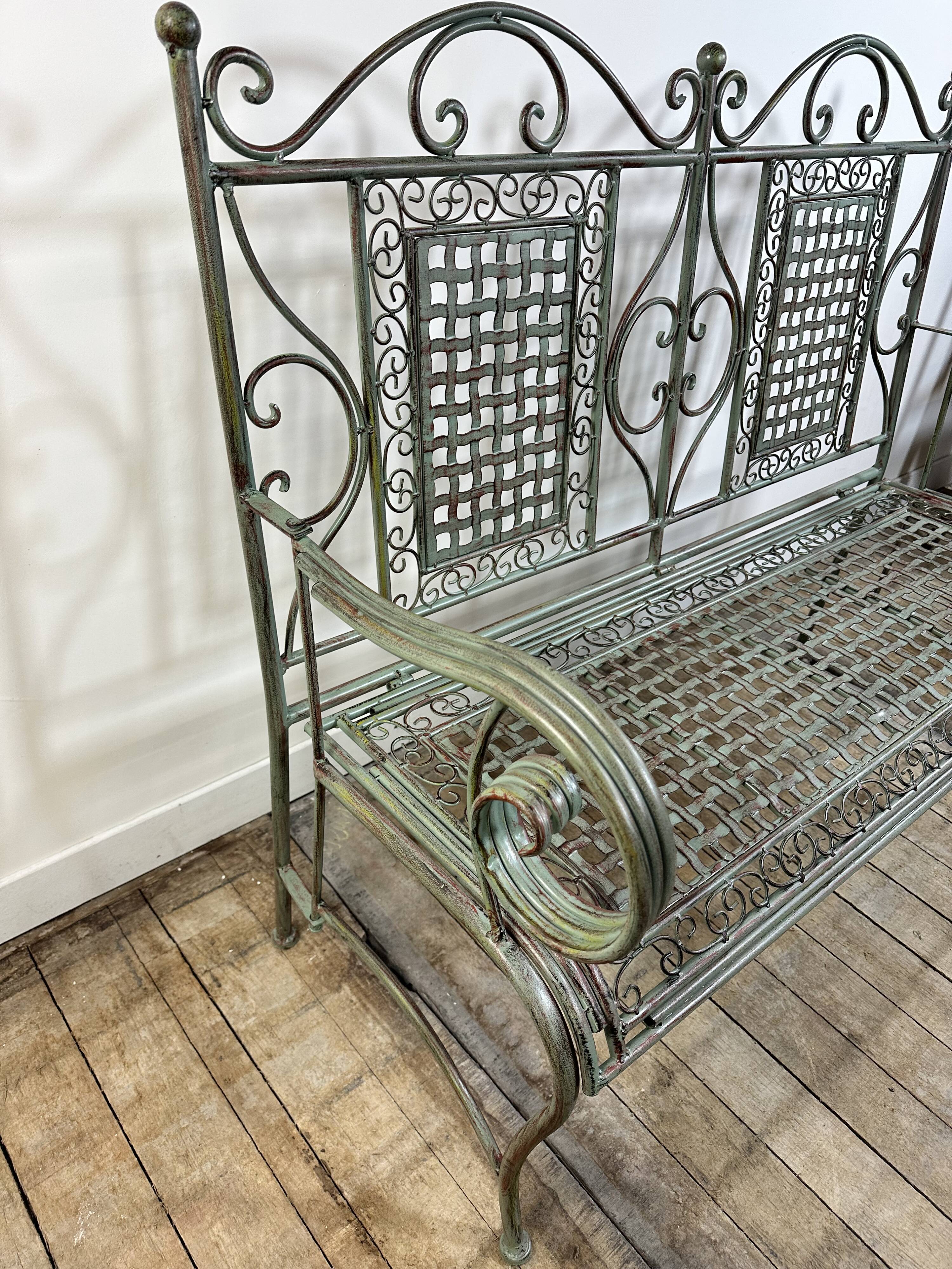 Folding iron garden bench