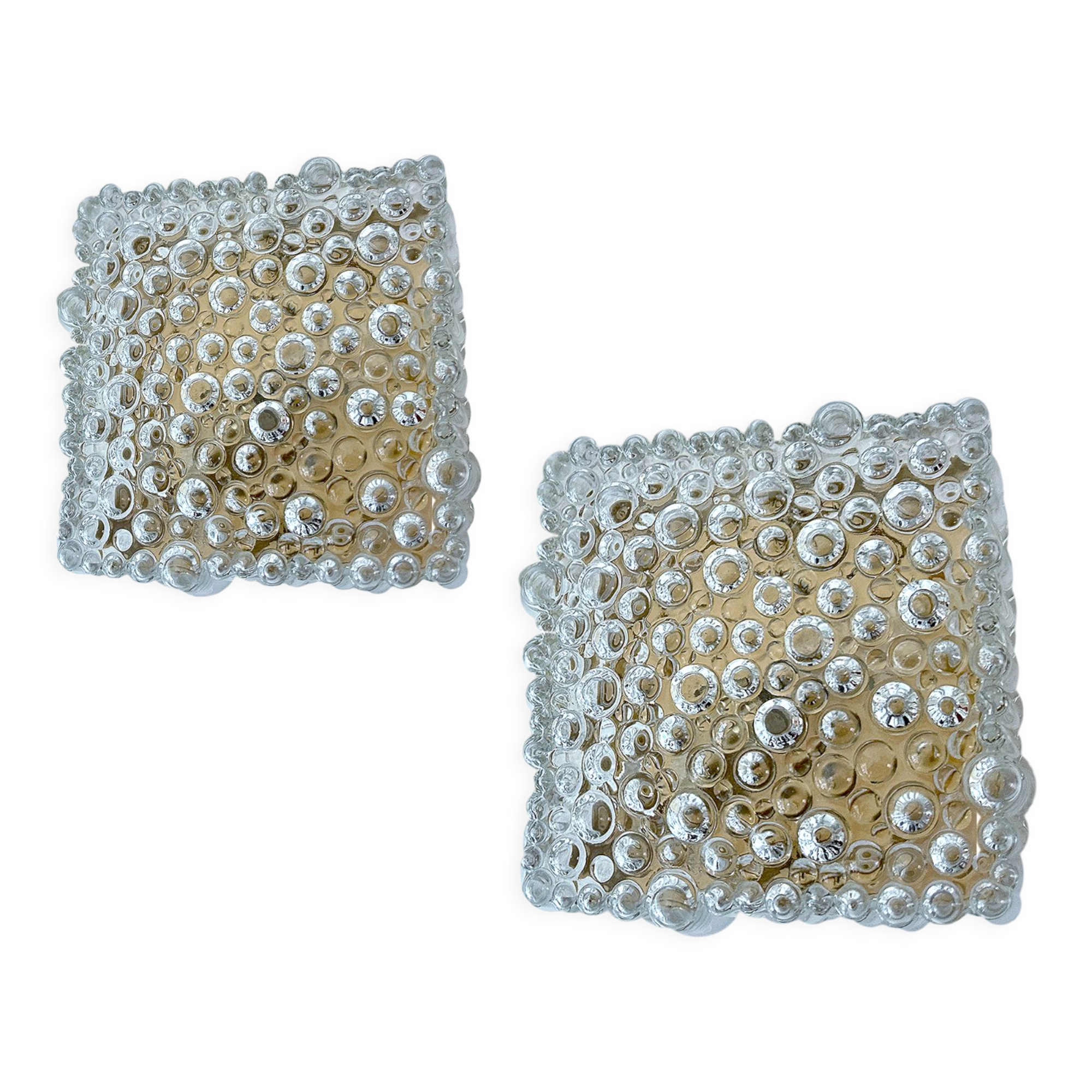 Pair vintage wall lights, bubble glass, 60s