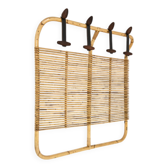 Italian rattan coat rack, 1960s
